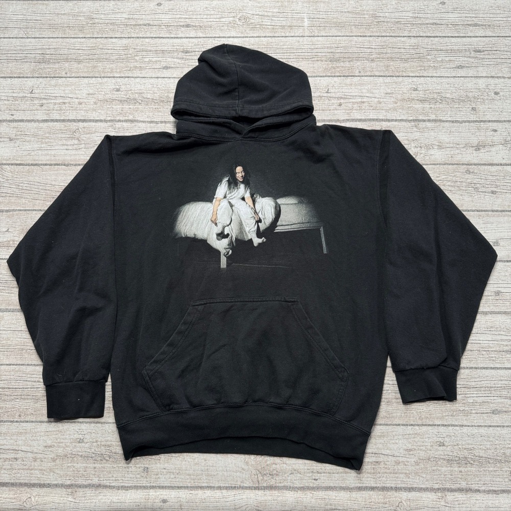 Billie Eilish Hoodie Men's Medium Black When We All Fall Asleep Where Do We Go
